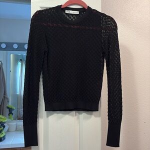Black mesh Zara sweater. Super cute with any type of pants.